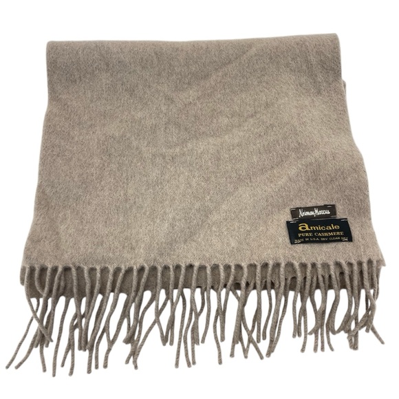 Amicale Cashmere for Neiman Marcus Cashmere Scarf OS Taupe/Tan - Picture 11 of 13